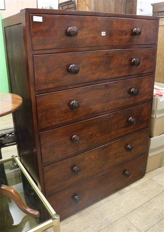 A large six drawer mahogany chest W.109cm